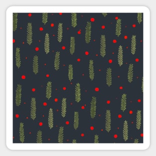 Christmas branches and dots - warm gray and green Sticker